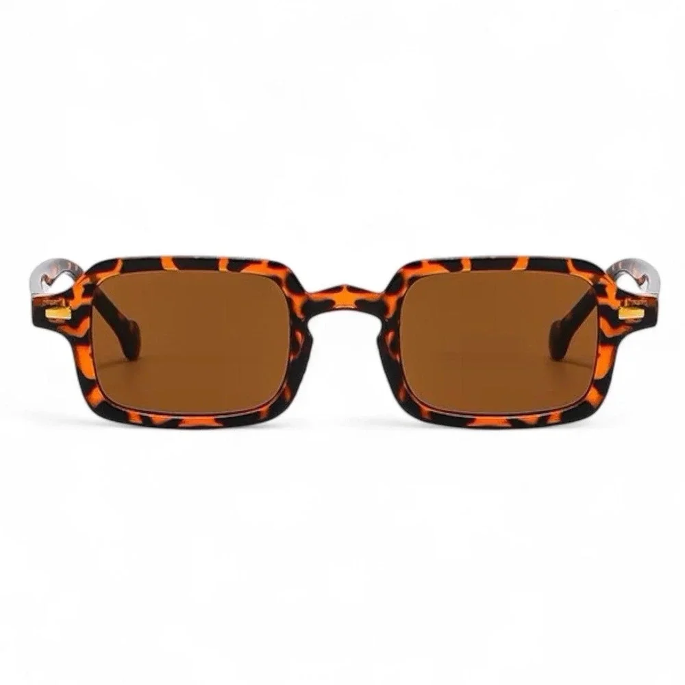 Mens Tortoise Square Sunglasses Sophisticated Rectangular Hip Hop Street Style